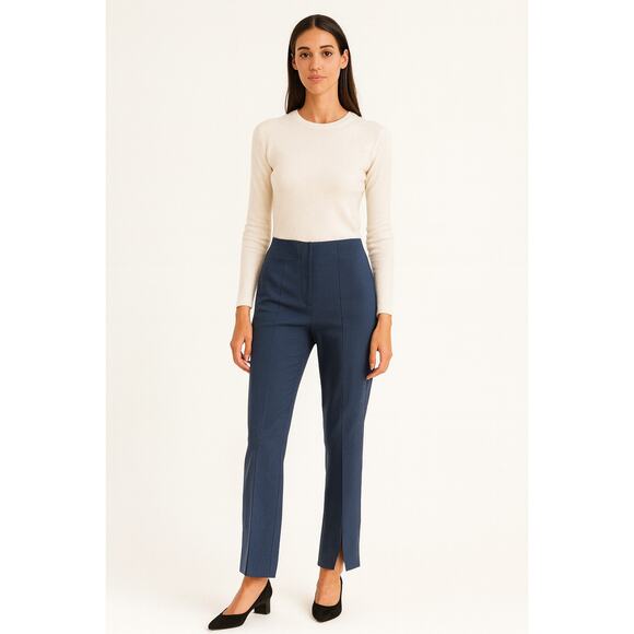 Tibi Straight Hi Rise Ankle Pant Trousers XS Tall Stretch Slate Blue Gray 35" - Picture 1 of 5